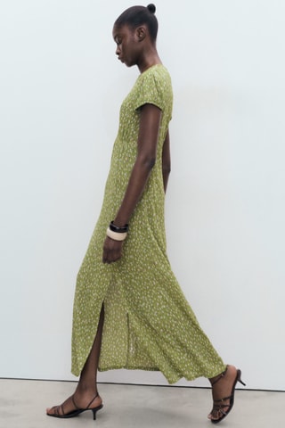 Robe imprimée fente latérale - Vert