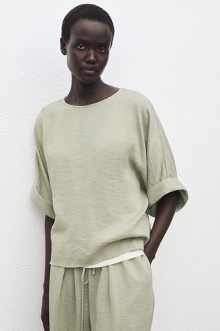 Pantalon droit texturé - Vert d'eau