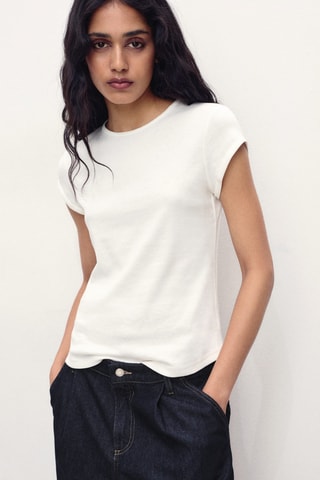 Katoenen T-shirt korte mouwen - Wit