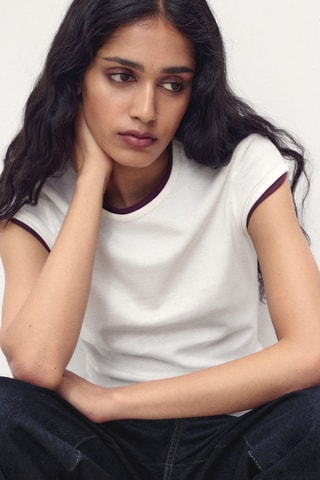 Katoenen T-shirt korte mouwen - Wit