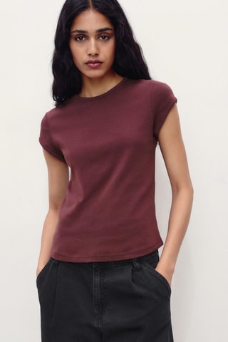 T-shirt coton manches courtes - Bordeaux