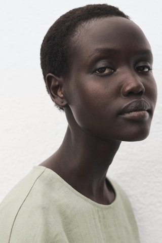 Blouse oversize à manches retroussées - Vert d'eau