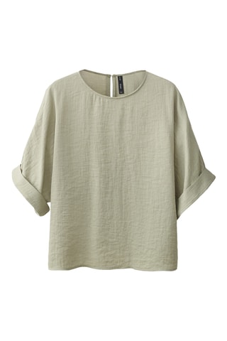 Blouse oversize à manches retroussées - Vert d'eau