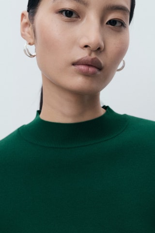 Pull-over maille fine manches courtes - Vert foncé