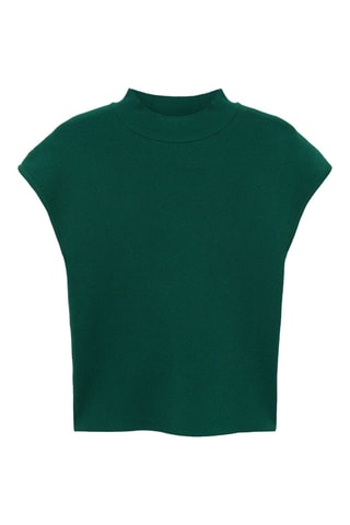 Pull-over maille fine manches courtes - Vert foncé