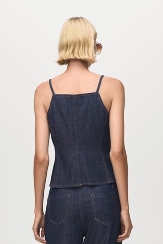 Top denim à boutons - Bleu