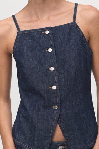 Top denim à boutons - Bleu