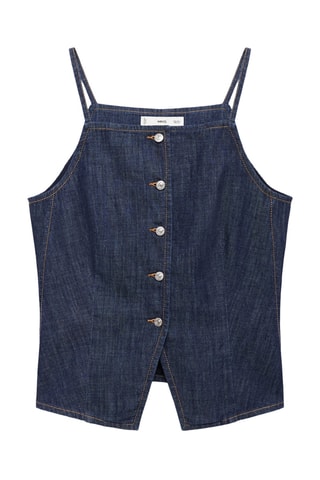 Top denim à boutons - Bleu