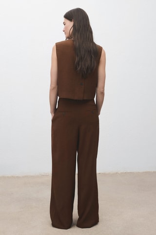 Pantalon droit pinces - Marron