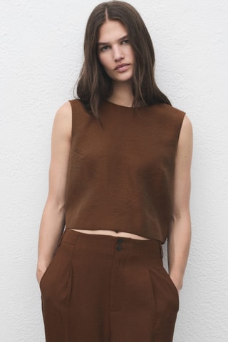 Pantalon droit pinces - Marron