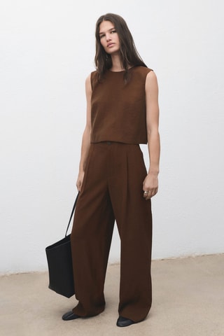 Pantalon droit pinces - Marron