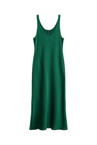 Robe satinée col plongeant - Vert