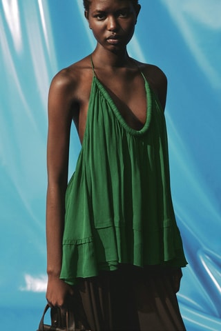 Haut plissé avec décolleté dans le dos - Vert