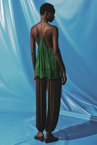 Haut plissé avec décolleté dans le dos - Vert