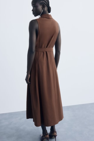 Robe chemisier ceinture - Marron