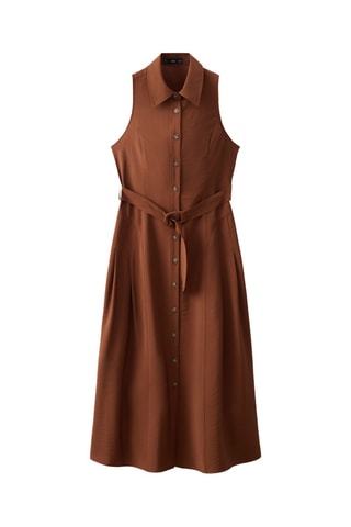 Robe chemisier ceinture - Marron