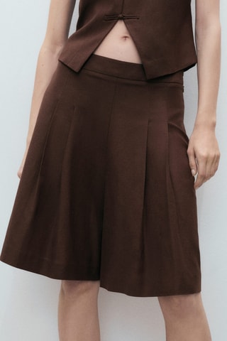 Bermuda de costume lin mélangé - Chocolat