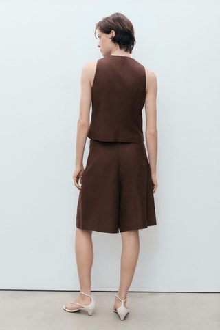 Bermuda de costume lin mélangé - Chocolat