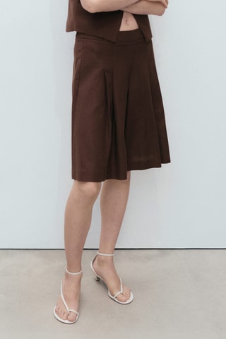 Bermuda de costume lin mélangé - Chocolat