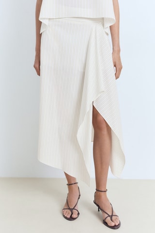 Jupe asymétrique à rayures - Ecru
