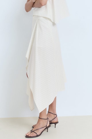 Jupe asymétrique à rayures - Ecru