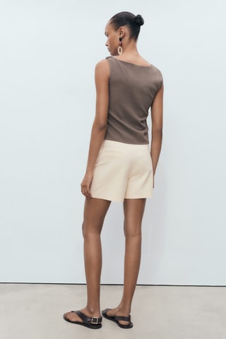 Short droit taille haute - Ecru