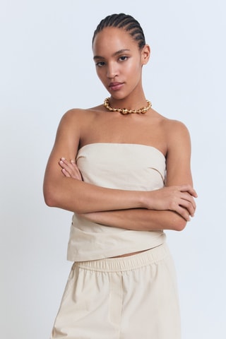 Haut bustier asymétrique - Ecru