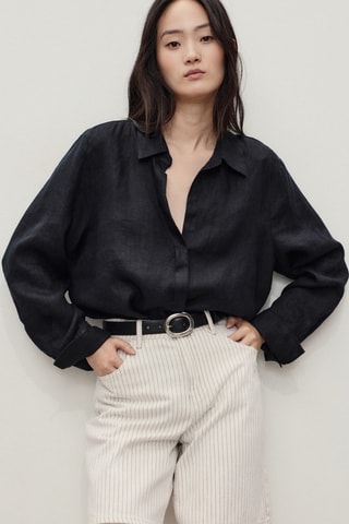 Bermuda en jean droit taille haute - Blanc cassé