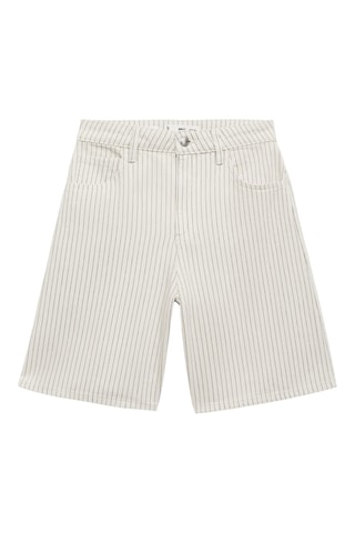 Bermuda en jean droit taille haute - Blanc cassé