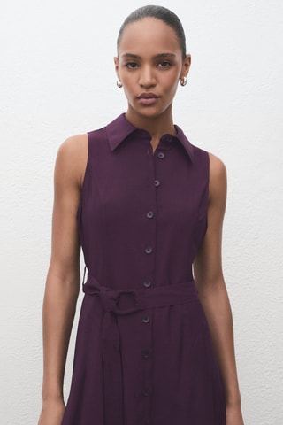 Robe chemisier ceinture - Violet