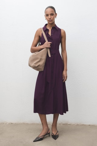 Robe chemisier ceinture - Violet