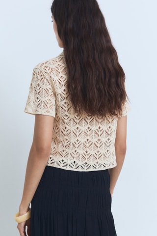 Pull-over crochet manches courtes - Ecru