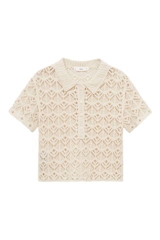 Pull-over crochet manches courtes - Ecru