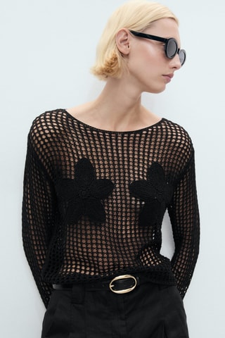 Pull-over brodé maille - Noir