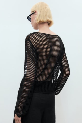 Pull-over brodé maille - Noir