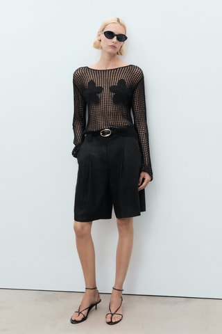 Pull-over brodé maille - Noir