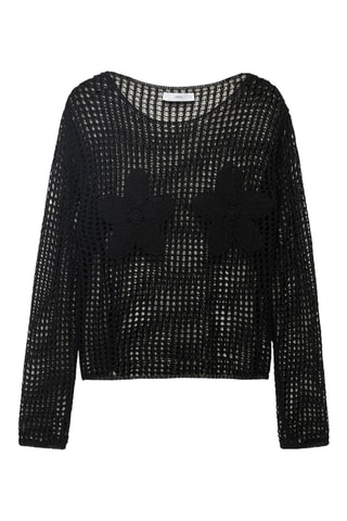 Pull-over brodé maille - Noir