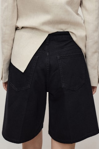 Bermuda en jean droit taille haute - Noir