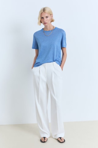 T-shirt lin manches courtes - Bleu clair