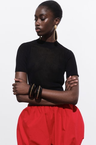 Pull-over maille crop - Noir