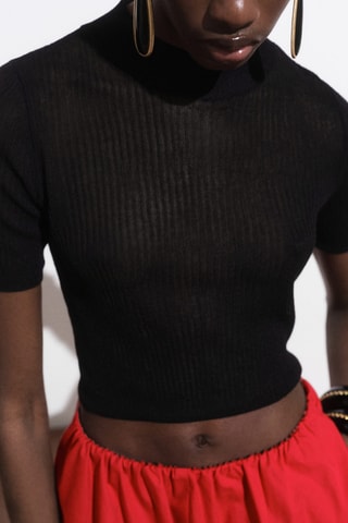 Pull-over maille crop - Noir