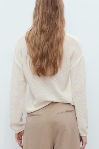 Pull-over maille col en V - Blanc