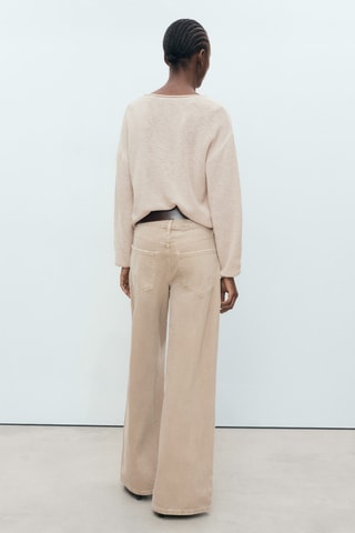 Pull-over maille col en V - Beige