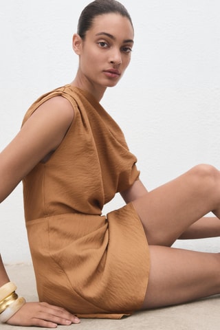 Robe asymétrique drapée - Orange