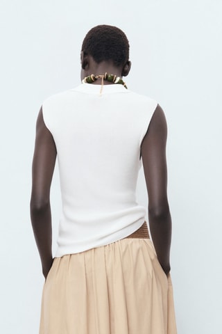 Top maille col polo - Blanc