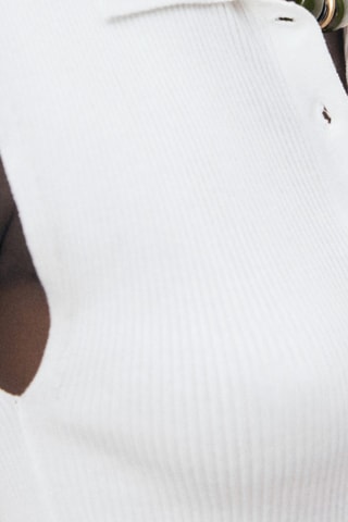 Top maille col polo - Blanc