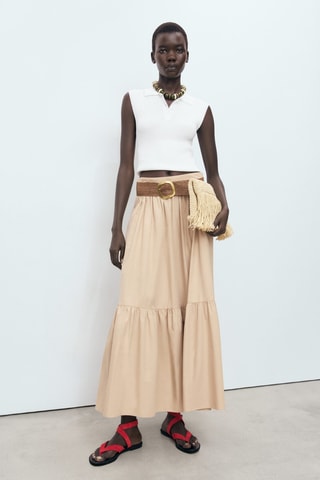 Top maille col polo - Blanc