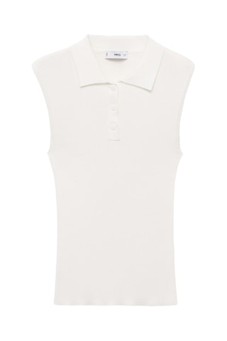 Top maille col polo - Blanc