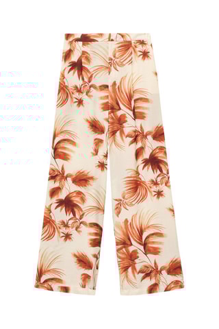Pantalon droit imprimé palmier - Blanc cassé