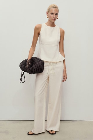 Haut évasé en denim - Blanc cassé